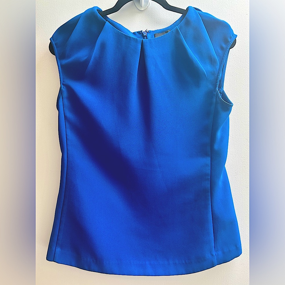 Banana Republic Ruched Cobalt Blue Sleeveless Top